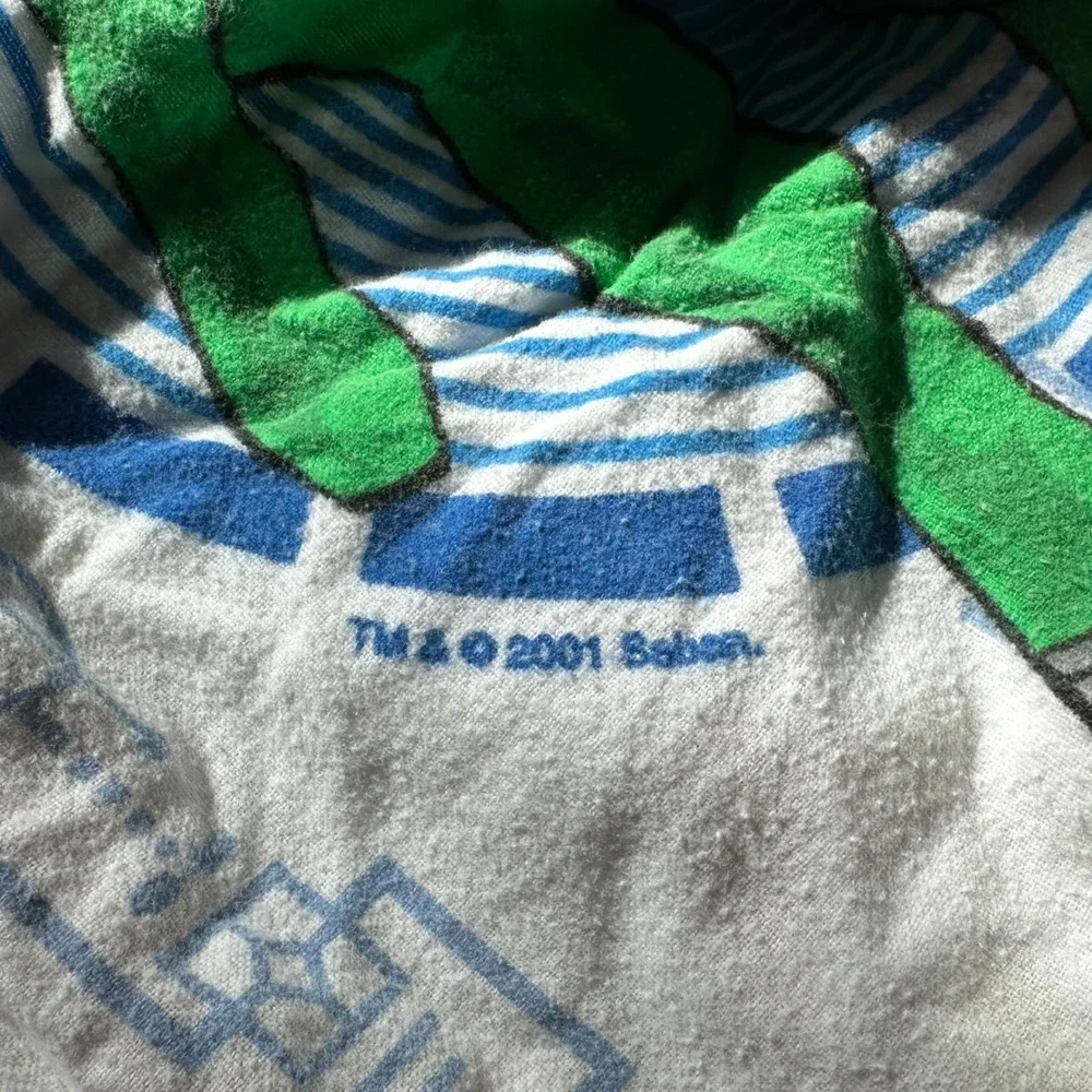 VTG 2001 Power Rangers Twin Fitted Sheet Flannel‎ Green Blue Red Boys Man Cave